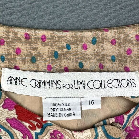 Vintage Anne Crimmins for Umi Blazer Womens 16 Abstract Paisley Print Silk Lined - Picture 10 of 11